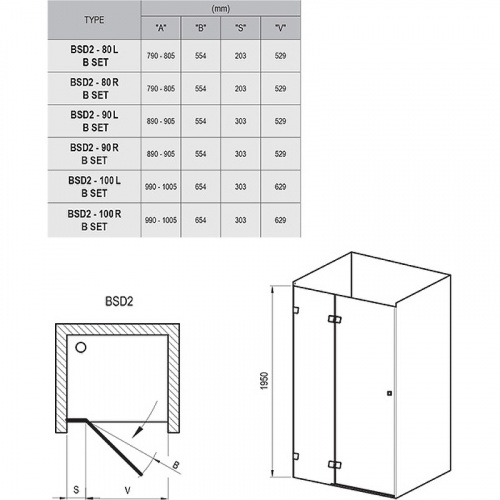 картинка Душевая дверь Ravak Brilliant BSD2-100 A R 0UPAAA00Z1 профиль Хром стекло Transparent от магазина Сантехстрой