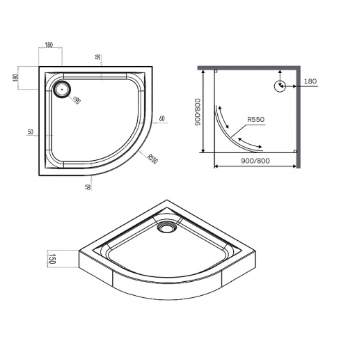 картинка W88T-205-080W64 X-Joy Twin Slide,   поддон душевой, 80x80 от магазина Сантехстрой