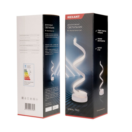 картинка Светильник декоративный Spiral Trio, LED,  2Вт,  3000К,  5В,  белый REXANT от магазина Сантехстрой