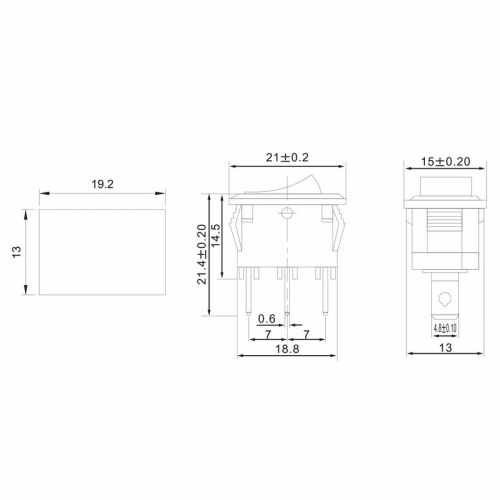 картинка Переключатель клавишный 250V 6А (3с) ON-ON красный Mini (RWB-202, SC-768) REXANT от магазина Сантехстрой