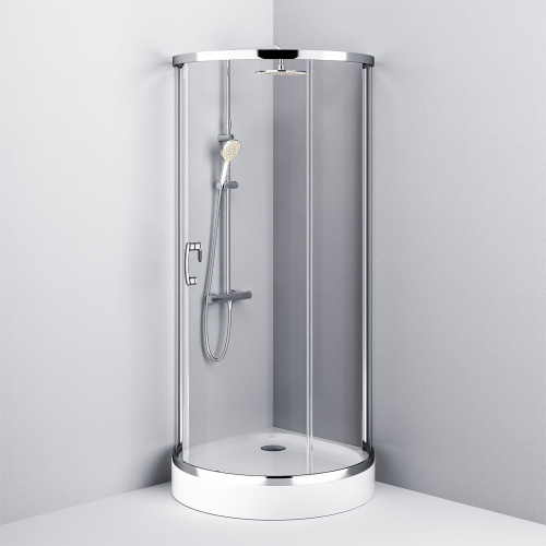 картинка W83G-333-095CT Like Round 95 Душевое ограждение Like Round 95x95,  стекло прозрачное, проф хром глян от магазина Сантехстрой