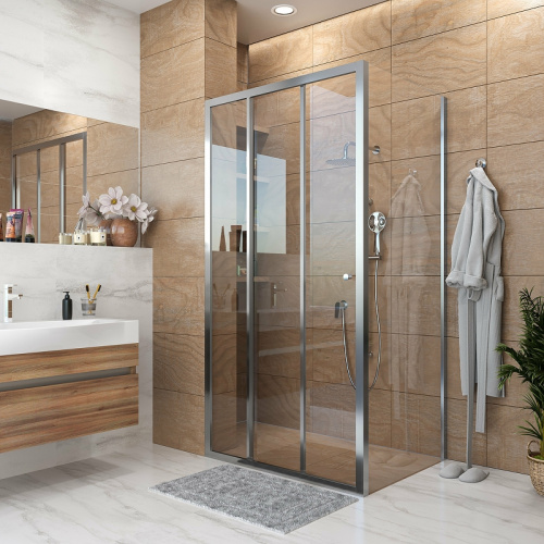 картинка Душевая стенка Grossman Falcon 100 GR-P100Fa профиль Хром стекло прозрачное от магазина Сантехстрой