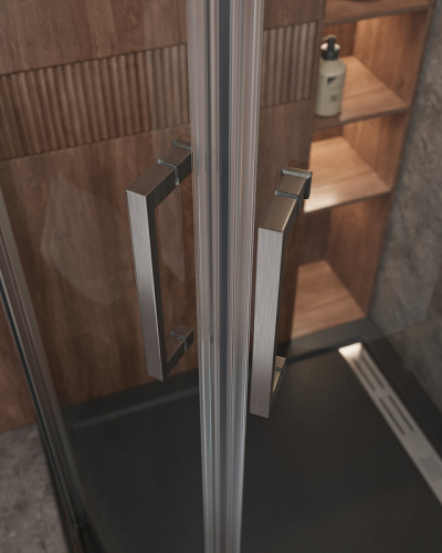 картинка Душевой уголок Cezares Molveno 100x100 MOLVENO-R-2-100-C-GM-IV профиль Оружейная сталь стекло прозрачное от магазина Сантехстрой