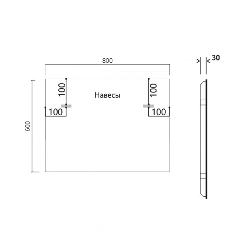 картинка Зеркало LED VLM-3VN800-2 800х600 c сенсорным выключателем и диммером, антизапотевание от магазина Сантехстрой