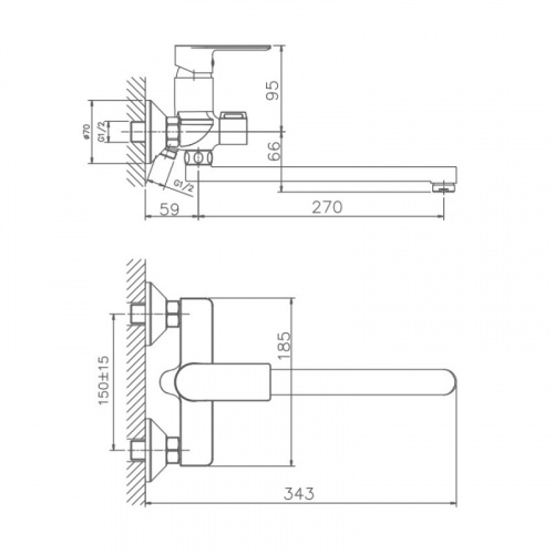 картинка Смеситель для ванны Haiba (HB22505-8) от магазина Сантехстрой