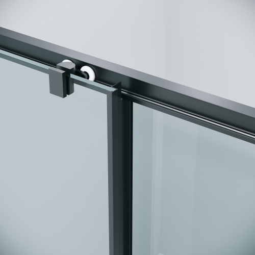 картинка Дверь в нишу 100.K33.02.100.21.00 Cosmo (100*195) черный матовый, стекло прозрачное, 1 место от магазина Сантехстрой