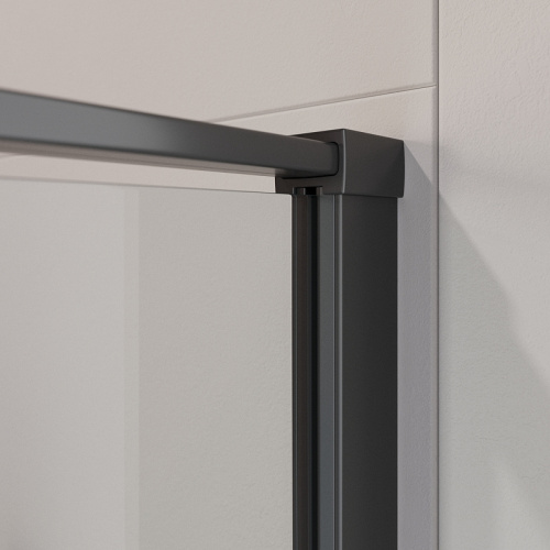 картинка Душевая дверь Cezares Liner 90 L LINER-B-12-90-C-NERO-L профиль Черный матовый стекло прозрачное от магазина Сантехстрой