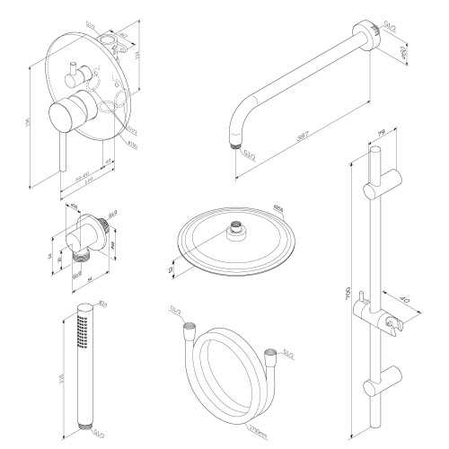 картинка 936530000 Scandinavian Pure встраиваемая душевая система с душевым смесителем и штангой, хром от магазина Сантехстрой