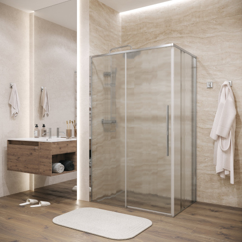 картинка Душевая перегородка 200.K33.01.80.10.02 Galaxy (80*195) хром, стекло шиншилла, 1 место от магазина Сантехстрой