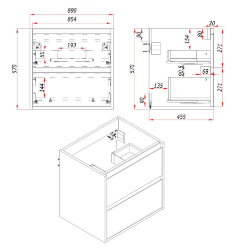 картинка Тумба под раковину/столешницу Парма 90 Аттик от магазина Сантехстрой