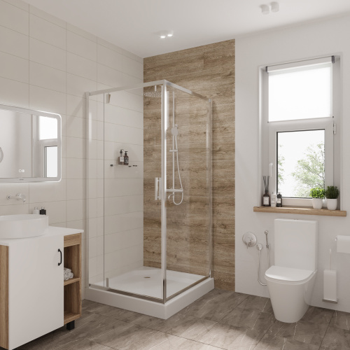 картинка Душевое ограждение Niagara Nova NG-6602-08 (100х100х195) квадрат,хром,дверь распашная,стекло прозрачное,1 место от магазина Сантехстрой