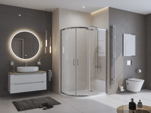 картинка Душевой поддон из искусственного мрамора в комплекте с сифоном BelBagno UNO TRAY-MR-UNO-RH-120/80-550-35-W-L-CR от магазина Сантехстрой