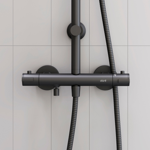 картинка Душевая система Dorff Futura D0710522 с термостатом Черный от магазина Сантехстрой