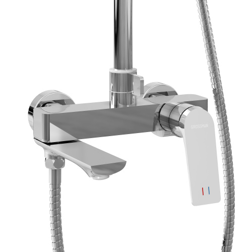 картинка Душевая стойка Cosmo 500.K35.02.100 с верхним душем, ручной лейкой и смесителем, хром глянцевый от магазина Сантехстрой