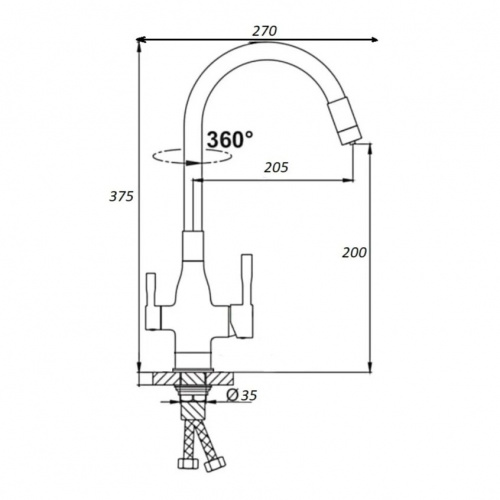 картинка Смеситель для кухни D-Lin D159315-4A, черный от магазина Сантехстрой
