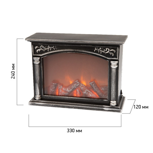 картинка Светодиодный камин Классика с эффектом живого огня 33х12х24 см,  батарейки 3хС (не в комплекте) или от USB (в комплекте) от магазина Сантехстрой