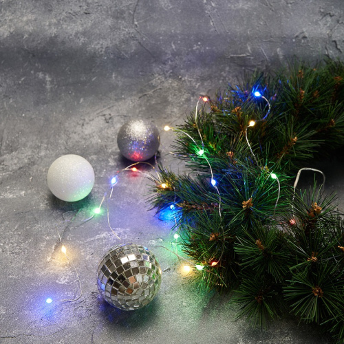 картинка Гирлянда Роса с крупными каплями 2 м,  20 LED,  цвет свечения мультиколор,  2хCR2032 в комплекте,  тонкий батарейный блок NEON-NIGHT от магазина Сантехстрой