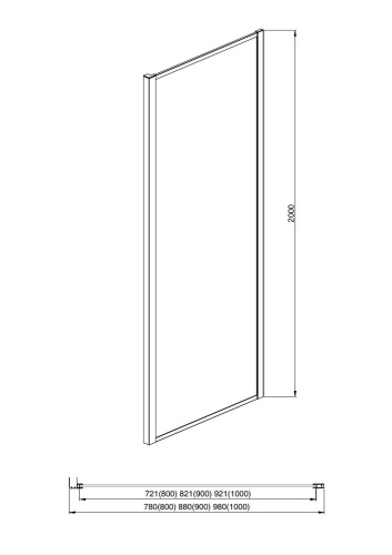 картинка AQ ARI WA 10020BL Неподвижная душевая стенка 1000x2000, для комбинации с дверью, профиль черный, стекло прозрачное от магазина Сантехстрой