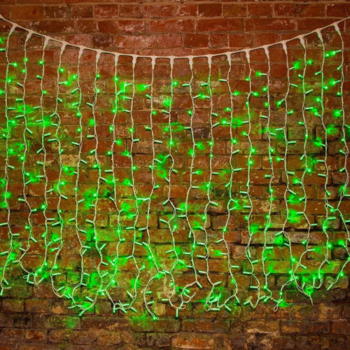 картинка Гирлянда Светодиодный Дождь 2х1,5м,  постоянное свечение,  белый провод КАУЧУК,  230 В,  диоды ЗЕЛЕНЫЕ от магазина Сантехстрой