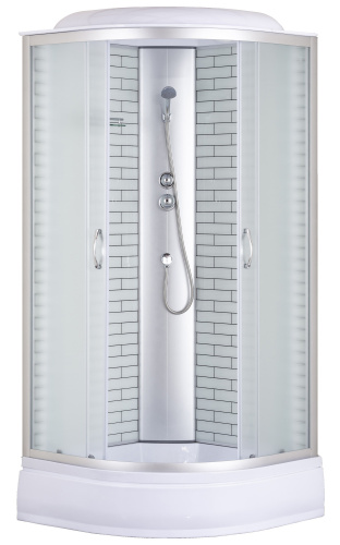 картинка Душевая кабина Loranto 90х90х215 поддон 25 см, белый кирпичный узор, стекло 4 мм, профиль хром (CS-6690-25FW 90) от магазина Сантехстрой