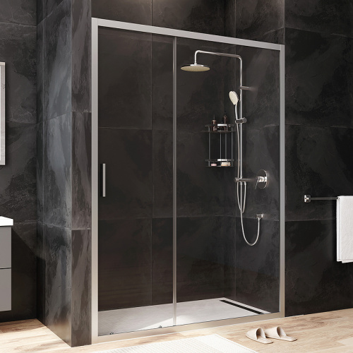 картинка Душевая дверь AM.PM Gem 140 W90G-140-1-195MT профиль Хром матовый стекло прозрачное от магазина Сантехстрой