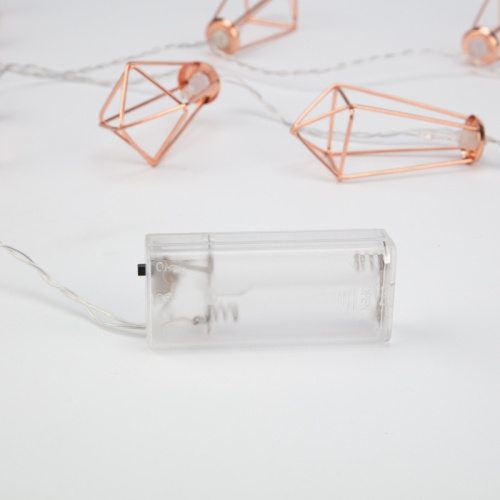 картинка Гирлянда светодиодная Кристаллы бронзовые 10 LED,  1,5 м,  прозрачный ПВХ,  теплый белый свет свечения,  2 х АА (батарейки не в комплекте) NEON-NIGHT от магазина Сантехстрой