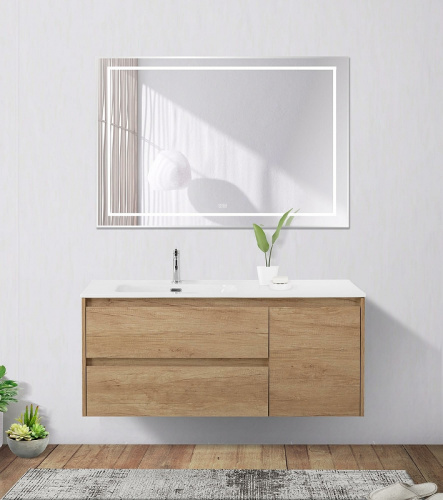 картинка Зеркало BelBagno Kraft 120 SPC-KRAFT-1200-800-LED-TCH-WARM с подсветкой Сатин с сенсорным выключателем и подогревом от магазина Сантехстрой