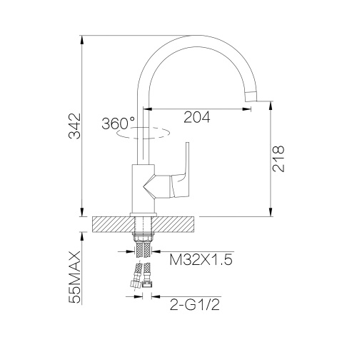 картинка Смеситель для кухни D-Lin D155377-C, белый от магазина Сантехстрой