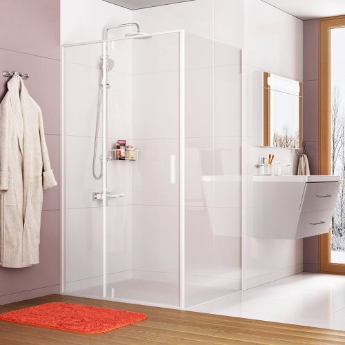 картинка Душевая стенка WasserKRAFT Neime 19P10-RP100/Rhin 44S10-RP100 100 19P10-RP100/44S10-RP100 профиль Белый стекло прозрачное от магазина Сантехстрой