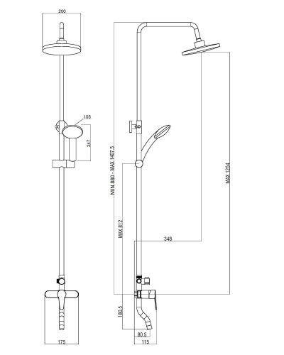 картинка OneLife P01-911cr душевая система с смесителем для ванны/душа, хром от магазина Сантехстрой
