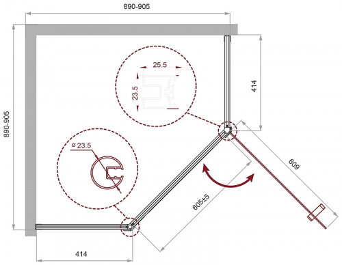 картинка Душевой уголок BelBagno Uno 90х90 UNO-195-P-1-90-C-NERO профиль Черный матовый стекло прозрачное от магазина Сантехстрой