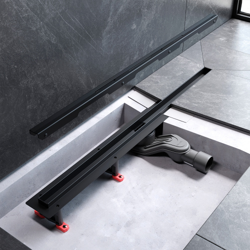 картинка W01SC-S11-080-05BM MasterFlow Трап для душа линейный универс затвор Slim line 80см цвет черн мат от магазина Сантехстрой