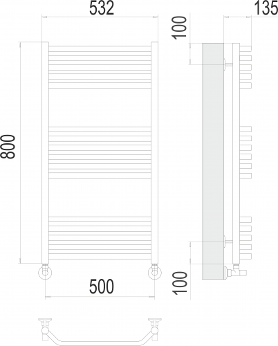 картинка Полотенцесушитель Terminus Виктория П16, нержавеющая сталь, 50 см x 80 см, водяной от магазина Сантехстрой