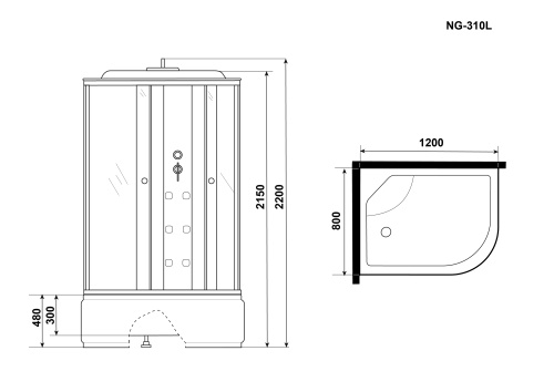 картинка Душевая кабина Niagara Ultra NG-310-01L (120х80х220) высокий поддон(48см),стекло матовое,4 места от магазина Сантехстрой