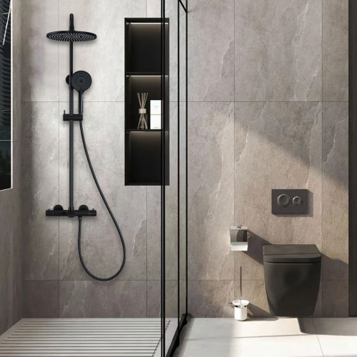 картинка Душевая стойка Esse VSFS-1E1TMB термостатическая, черный от магазина Сантехстрой