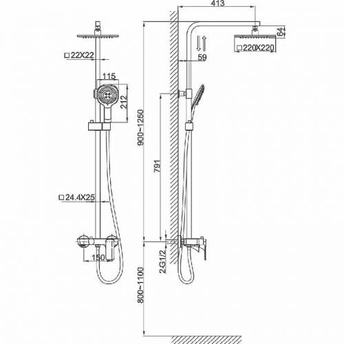 картинка Душевая система DK Berlin Freie (DA1433701A01) от магазина Сантехстрой