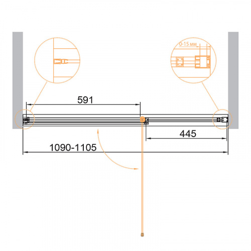 картинка Душевая дверь Cezares Urban 110 URBAN-B-12-110-C-CR профиль Хром стекло прозрачное от магазина Сантехстрой