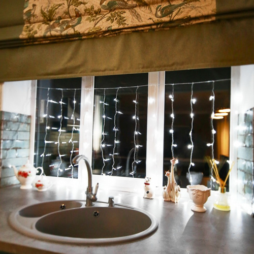 картинка Гирлянда Светодиодный Дождь 1,5х1м,  свечение с динамикой,  прозрачный провод,  230 В,  диоды БЕЛЫЕ от магазина Сантехстрой