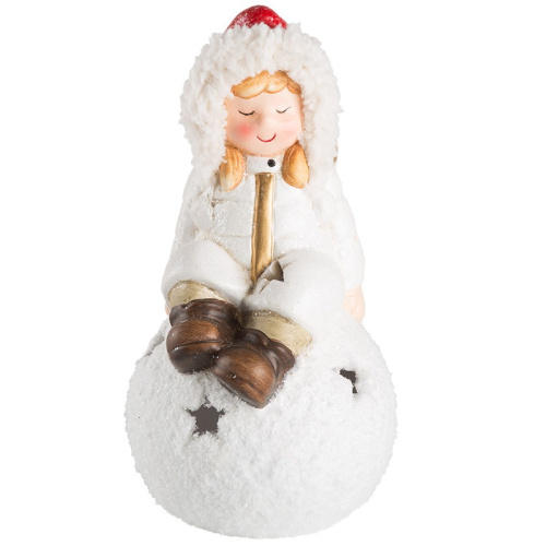 картинка Керамическая фигурка Снегурочка на шаре 9x8x16 см от магазина Сантехстрой