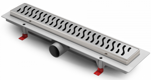 картинка Водоотводящий пластиковый желоб AZARIO D40 (боковой слив) c рамкой из нерж.стали, с решеткой Harmony 450 мм (AZ-CH 450 HN) от магазина Сантехстрой