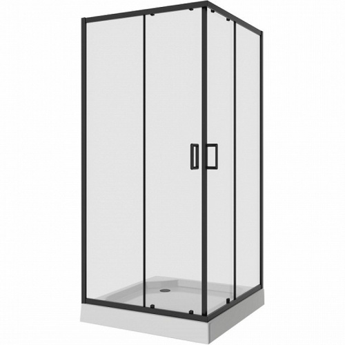 картинка Душевое ограждение Niagara Nova NG-6809-08ВLACK (100х100х195) квадрат,черный,двери раздвижные,стекло прозрачное,1 место от магазина Сантехстрой