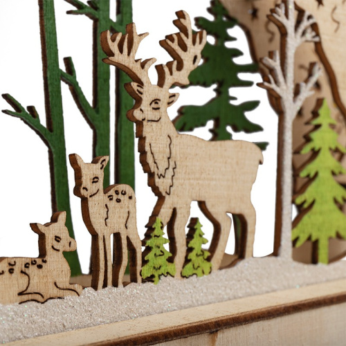 картинка Деревянная фигурка с подсветкой Семейство оленей 30х5х15,7 см от магазина Сантехстрой