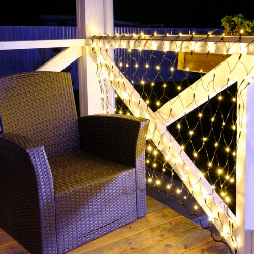 картинка Гирлянда Сеть 1х1,5м,  черный ПВХ,  160 LED Тёплый белый от магазина Сантехстрой