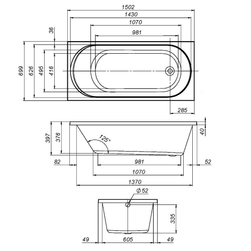 картинка W94A-150-070W-A X-Joy Ванна акриловая 150х70 от магазина Сантехстрой