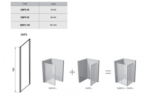 картинка Душевая стенка Ravak SmartLine SMPS-90 L 9SL70A00Z1 профиль Хром стекло Transparent от магазина Сантехстрой