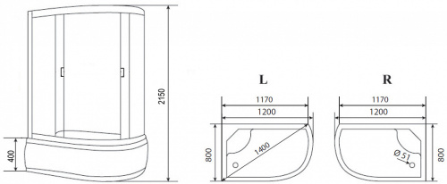 картинка Душевая кабина Loranto CS-66120R G 120х80х215, поддон 40 см от магазина Сантехстрой