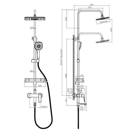картинка Душевая система Rossinka RS27 (RS27-46) от магазина Сантехстрой