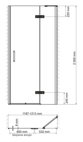 картинка Душевая дверь WasserKRAFT Aller 10H05RBLACK 120x200 Черный Хром от магазина Сантехстрой