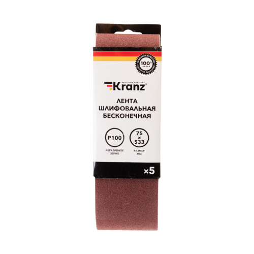 картинка Лента шлифовальная бесконечная, 75х533мм, P100 (5 шт/уп) KRANZ от магазина Сантехстрой