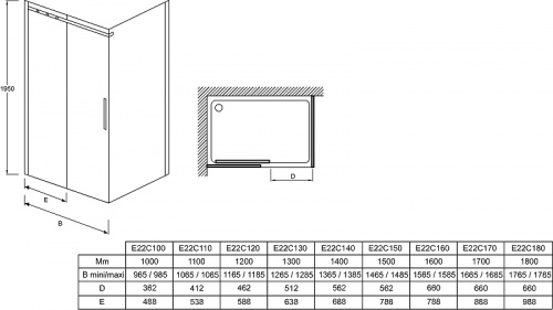 картинка Душевая дверь Jacob Delafon Contra Black 120 E22C120-BL профиль Черный стекло прозрачное от магазина Сантехстрой
